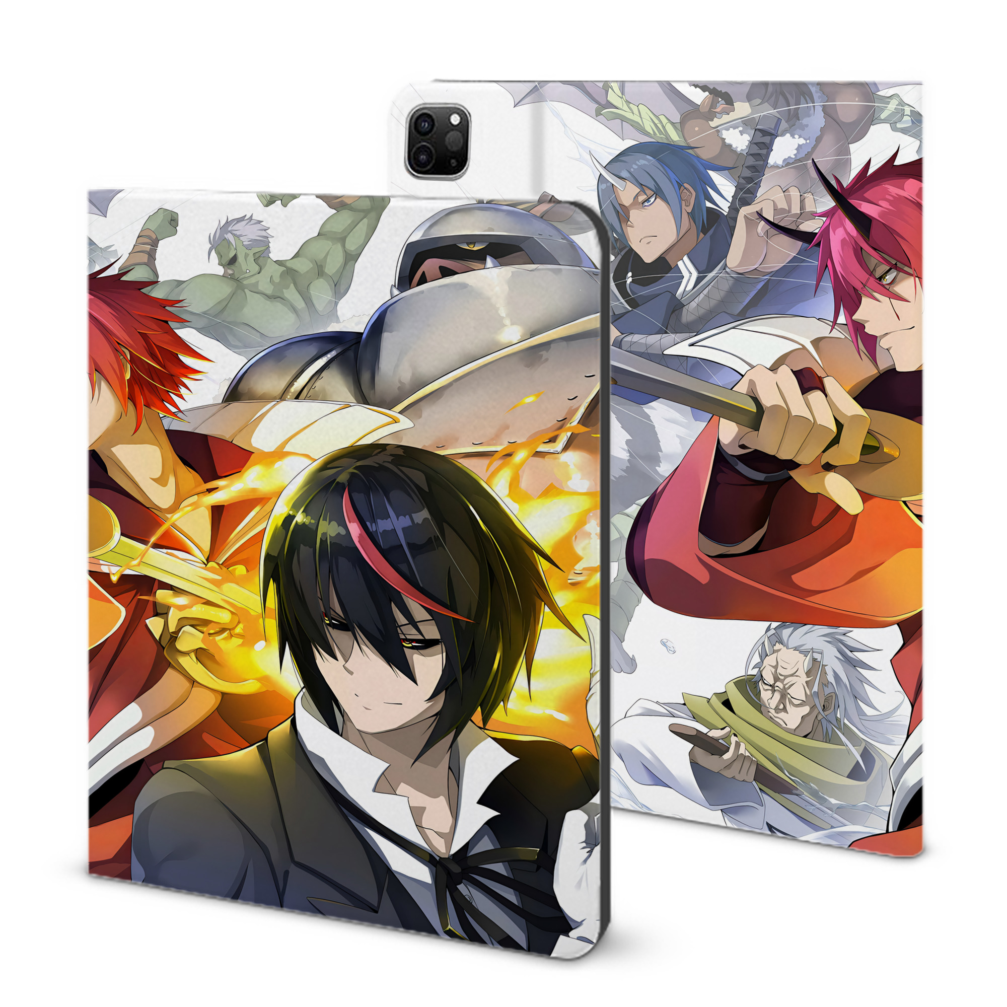 （画像用） 転スラ Regarding Reincarnated to Slime IPad ケース ブック型 PUレザー TPU 耐衝撃 軽量 薄型 ペン収納なし 全面保護 IPad 各モデル対応